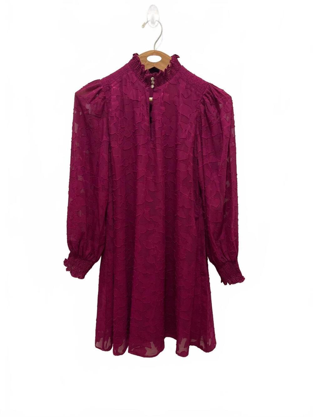 Tommy Hilfiger Women's Long Sleeve Textured Magenta Dress Size 8